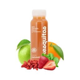 zumo de goji, naranja, fresa y manzana