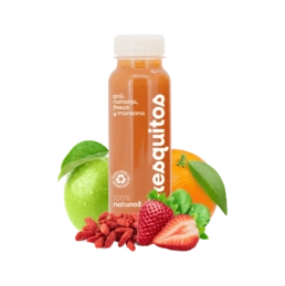 zumo de goji, naranja, fresa y manzana